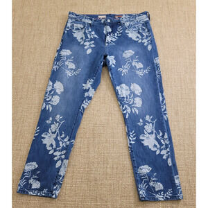 Pilcro Blue Floral Ankle Jeans